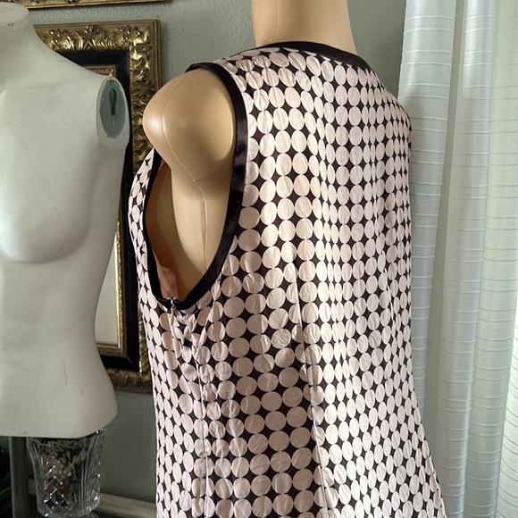 Vertigo Paris silk dress. Pink and brown polka dot. Large. - Picture 3 of 4